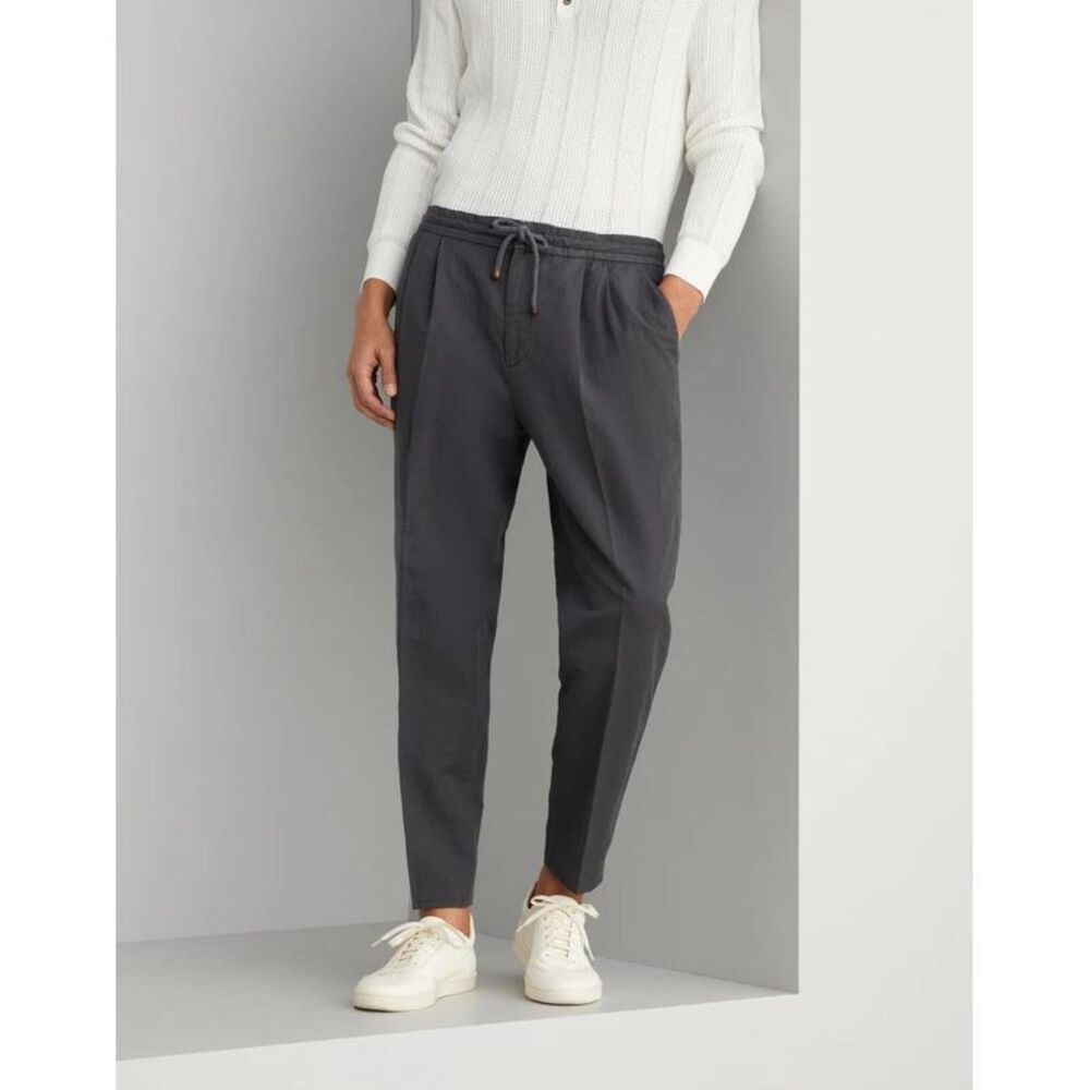 Brunello Cucinelli Gray Linen Casual Men's Pants